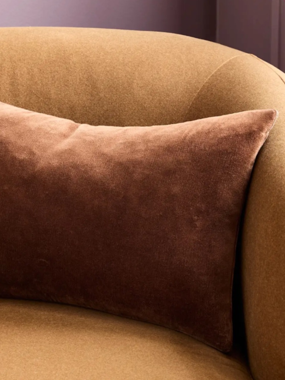 New quince Brown Velvet Pillow cover lumbar 12 x 20